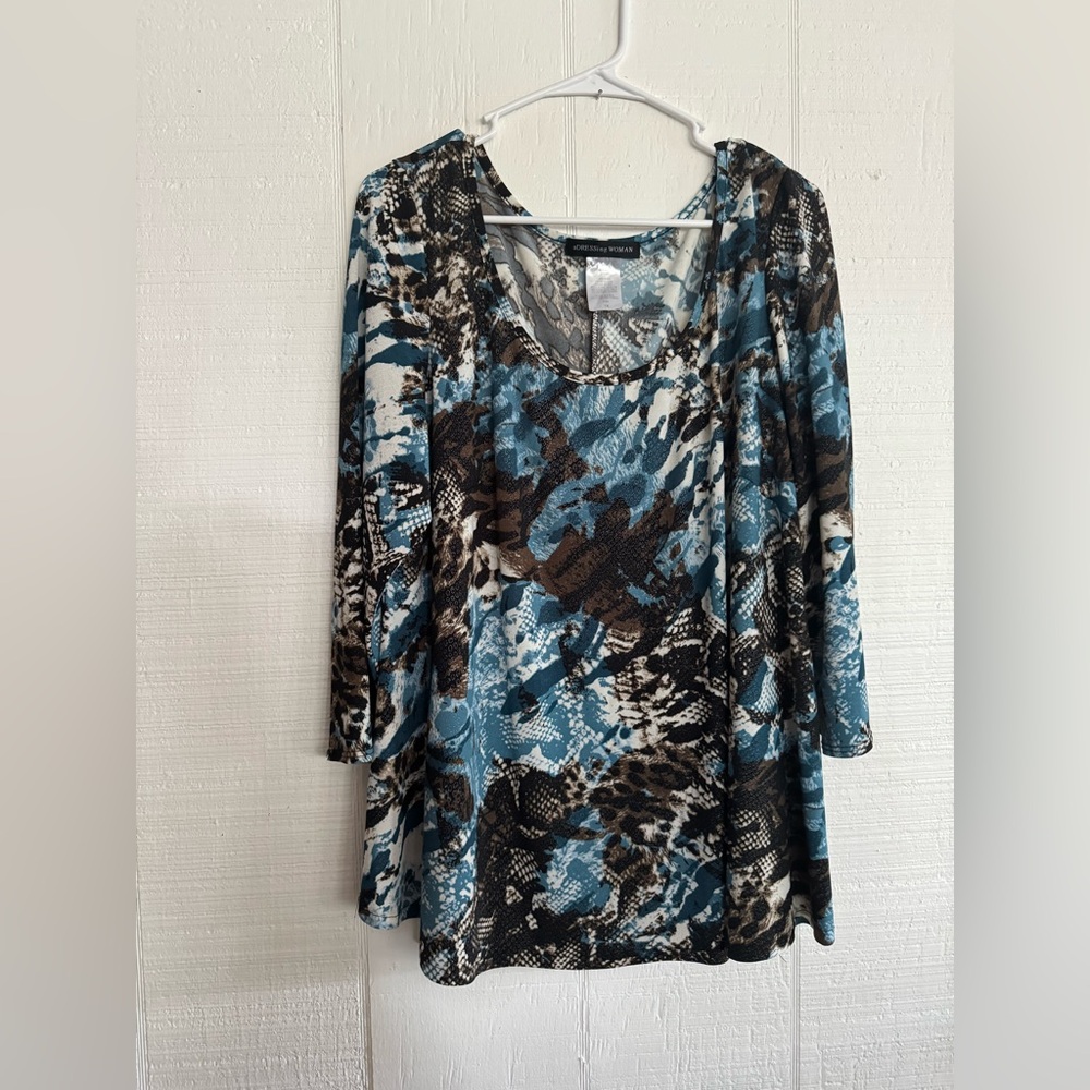 Stylish Blue and Brown Women's Blouse